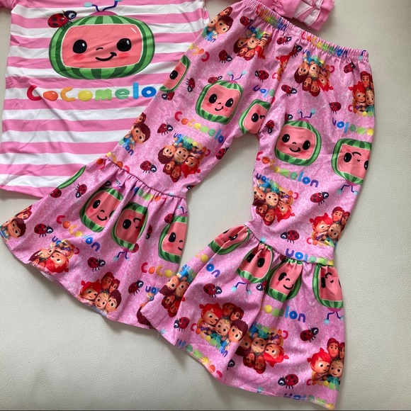 Cocomelon cute pink pants ruffle tunic set - Picture 4 of 7